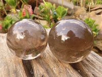 Polished  Beautiful Smokey Quartz Crystal Balls  x 6 From Madagascar