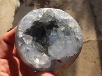 Polished Blue Celestite Geode Spheres  x 4 From Sakoany, Madagascar