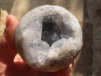 Polished Blue Celestite Geode Spheres  x 4 From Sakoany, Madagascar