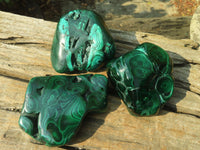 Polished Malachite Free Forms x 3 From Kolwezi, Congo