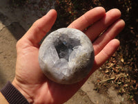 Polished Blue Celestite Geode Spheres  x 4 From Sakoany, Madagascar