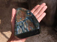 Polished Labradorite Standing Free Forms With Blue & Gold Flash  x 2 From Tulear, Madagascar - Toprock Gemstones and Minerals 