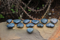 Polished XX Rare Dumortierite Hearts - sold per 12 pc Lot - From Madagascar - TopRock