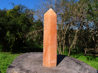 Polished Orange Calcite Crystal Point With Natural Crystalline Vug At Bottom x 1 From Madagascar - TopRock