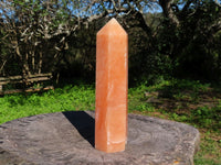 Polished Orange Calcite Crystal Point With Natural Crystalline Vug At Bottom x 1 From Madagascar - TopRock