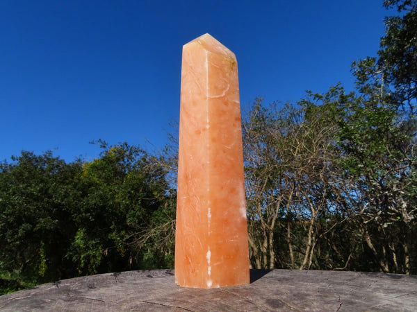 Polished Orange Calcite Crystal Point With Natural Crystalline Vug At Bottom x 1 From Madagascar - TopRock