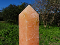 Polished Orange Calcite Crystal Point With Natural Crystalline Vug At Bottom x 1 From Madagascar - TopRock