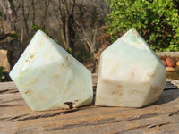 Polished Blue Smithsonite Aragonite Points x 2 From Congo