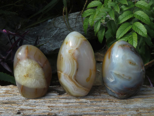 Polished Banded Agate & Quartz Intrusive Standing Free Form x 1 From Madagascar - TopRock