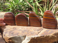 Polished Banded Tiger Iron Stone Standing Free Forms  x 4 From Northern Cape, South Africa - TopRock