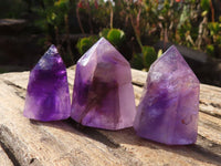 Polished Small Window Amethyst Points x 12 From Ankazobe, Madagascar