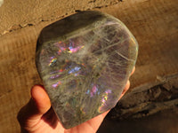 Polished Rare Purple Flash Labradorite Standing Free Forms x 2 From Tulear, Madagascar