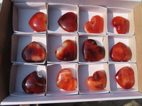 Polished Carnelian Agate Hearts  x 12 From Madagascar