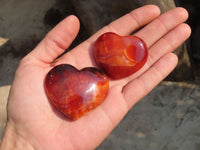 Polished Carnelian Agate Hearts  x 12 From Madagascar