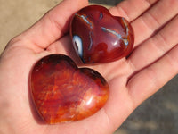 Polished Carnelian Agate Hearts  x 12 From Madagascar