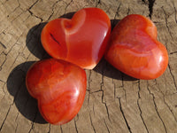 Polished Carnelian Agate Hearts  x 12 From Madagascar