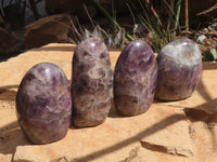 Polished Flower Amethyst Standing Free Forms  x 4 From Madagascar - TopRock