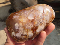 Polished Ocean Flower Agate Standing Free Forms  x 3 From Madagascar