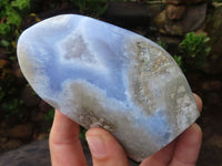 Polished Blue Lace Agate Standing Free Forms  x 2 From Nsanje, Malawi - Toprock Gemstones and Minerals 