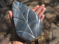 Polished Blue Spotted Spinel Quartz Standing Leaf Sculpture x 1 From Madagascar - TopRock