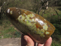 Polished Green Opal Standing Free Forms  x 3 From Mahajanga, Madagascar - TopRock