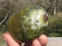 Polished Green Opal Standing Free Forms  x 3 From Mahajanga, Madagascar - TopRock