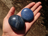 Polished Blue Lazulite Palm Stones  x 12 From Madagascar - Toprock Gemstones and Minerals 