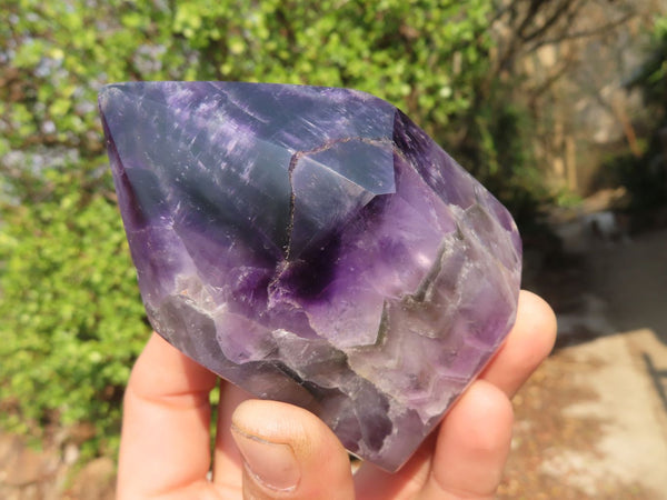 Polished Chevron Amethyst Points x 2 From Zambia