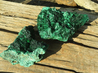 Natural Chatoyant Silky Malachite Specimens  x 2 From Kasompe, Congo