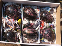 Polished Rhodonite Gemstone Eggs x 6 From Madagascar