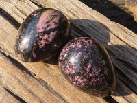 Polished Rhodonite Gemstone Eggs x 6 From Madagascar