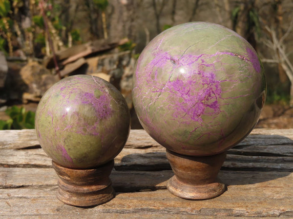 Polished Stichtite & Serpentine Spheres x 2 From Barberton, South Africa