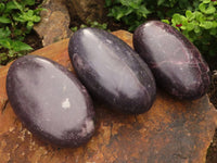 Polished Extra Large Purple Lepidolite Free Forms x 3 From Zimbabwe - TopRock