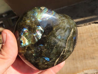 Polished  Puffy Labradorite Gemstone Hearts  x 2 From Tulear, Madagascar