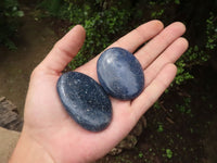 Polished Blue Lazulite Palm Stones  x 35 From Madagascar - TopRock