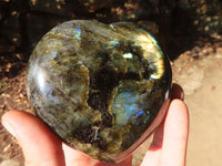 Polished  Puffy Labradorite Gemstone Hearts  x 2 From Tulear, Madagascar