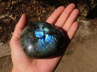 Polished  Puffy Labradorite Gemstone Hearts  x 2 From Tulear, Madagascar