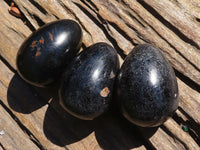 Polished Schorl Black Tourmaline Eggs  x 6 From Madagascar - Toprock Gemstones and Minerals 