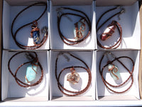 Polished Mixed Jewellery Free Forms With Copper Art Wire Pendants x 6 From Southern Africa - TopRock