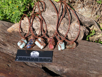 Polished Mixed Jewellery Free Forms With Copper Art Wire Pendants x 6 From Southern Africa - TopRock