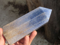 Polished Blue Lazulite Points  x 3 From Madagascar