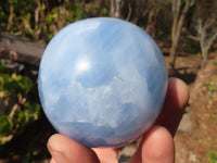 Polished Blue Calcite Spheres  x 3 From Ihadilalana, Madagascar