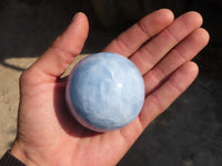 Polished Blue Calcite Spheres  x 3 From Ihadilalana, Madagascar