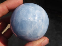 Polished Blue Calcite Spheres  x 3 From Ihadilalana, Madagascar