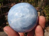 Polished Blue Calcite Spheres  x 3 From Ihadilalana, Madagascar