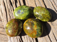 Polished Green Opal Palm Stones  x 12 From Antsirabe, Madagascar - Toprock Gemstones and Minerals 