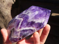 Polished Deep Purple Chevron Amethyst Points  x 2 From Zambia - Toprock Gemstones and Minerals 