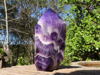 Polished Deep Purple Chevron Amethyst Points  x 2 From Zambia - Toprock Gemstones and Minerals 