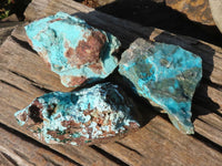 Natural Drusy Chrysocolla & Malachite Dolomite Specimens x 3 From Likasi, Congo