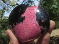 Polished Beautiful Pink & Black Rhodonite Heart & Egg  x 2 From Ambindavato, Madagascar - TopRock